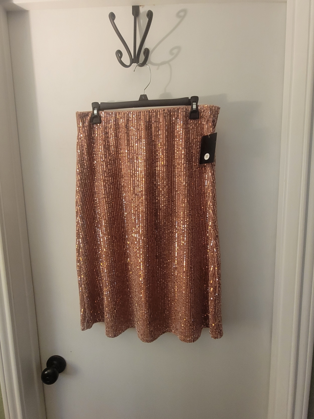Sequin Midi Skirt in Rose Gold - Brand Unspecified